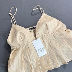 Zara Beige Pleated Top Size M (Flaw)